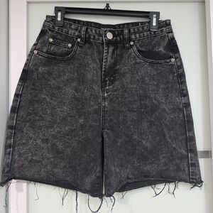 Prettylittlething Washed Women's Black Denim High Waisted Shorts